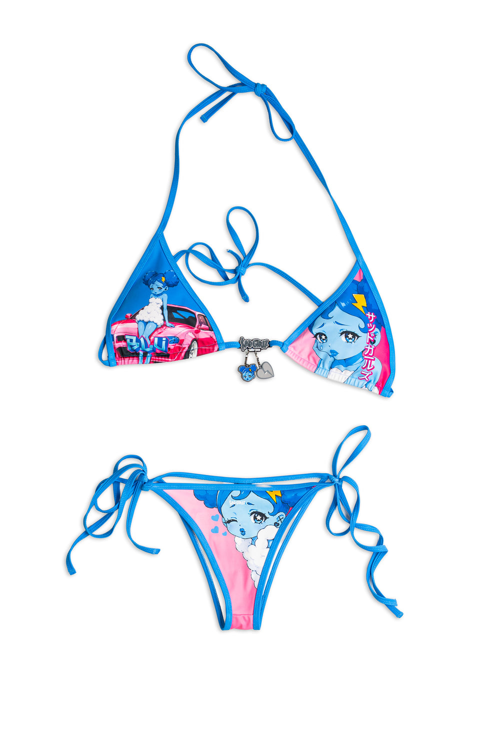 Blu Anime Bikini Top and Bottom V fit