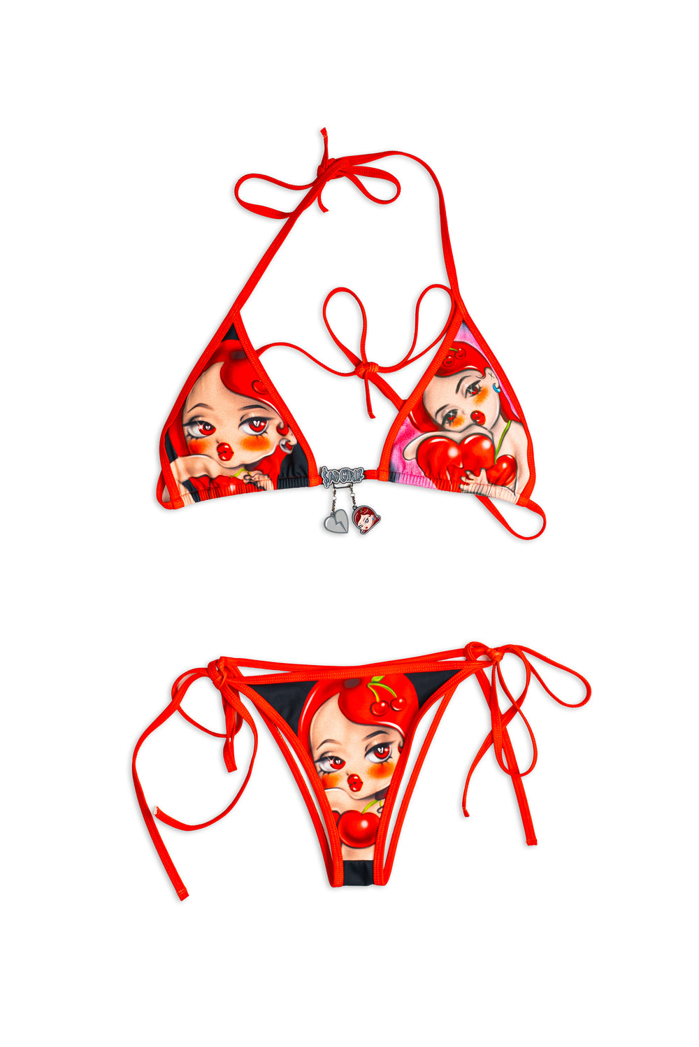Cherry Airbrush Bikini Top and Bottom V Fit