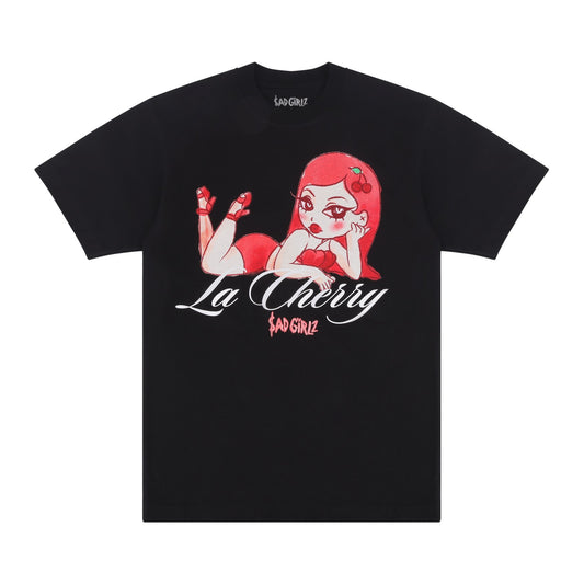 Cherry Flirt Black Tee