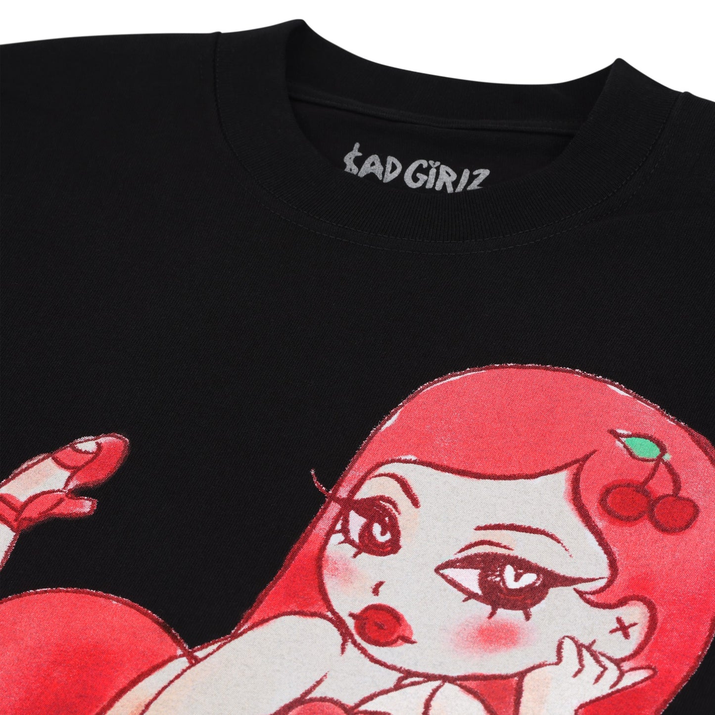 Cherry Flirt Black Tee