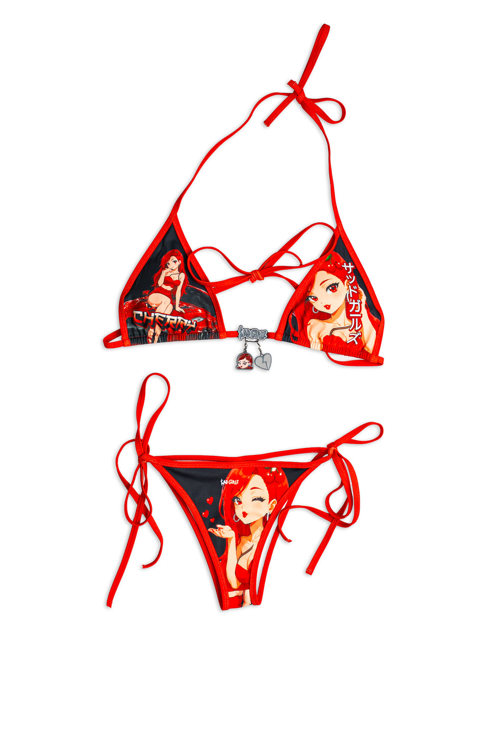 Cherry Anime Bikini Top and Bottom Thong