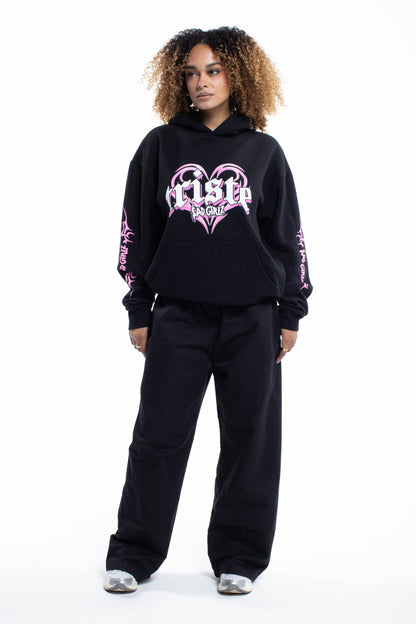 Triste Black Pullover Hoodie