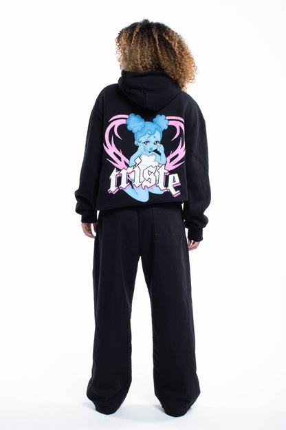 Triste Black Pullover Hoodie