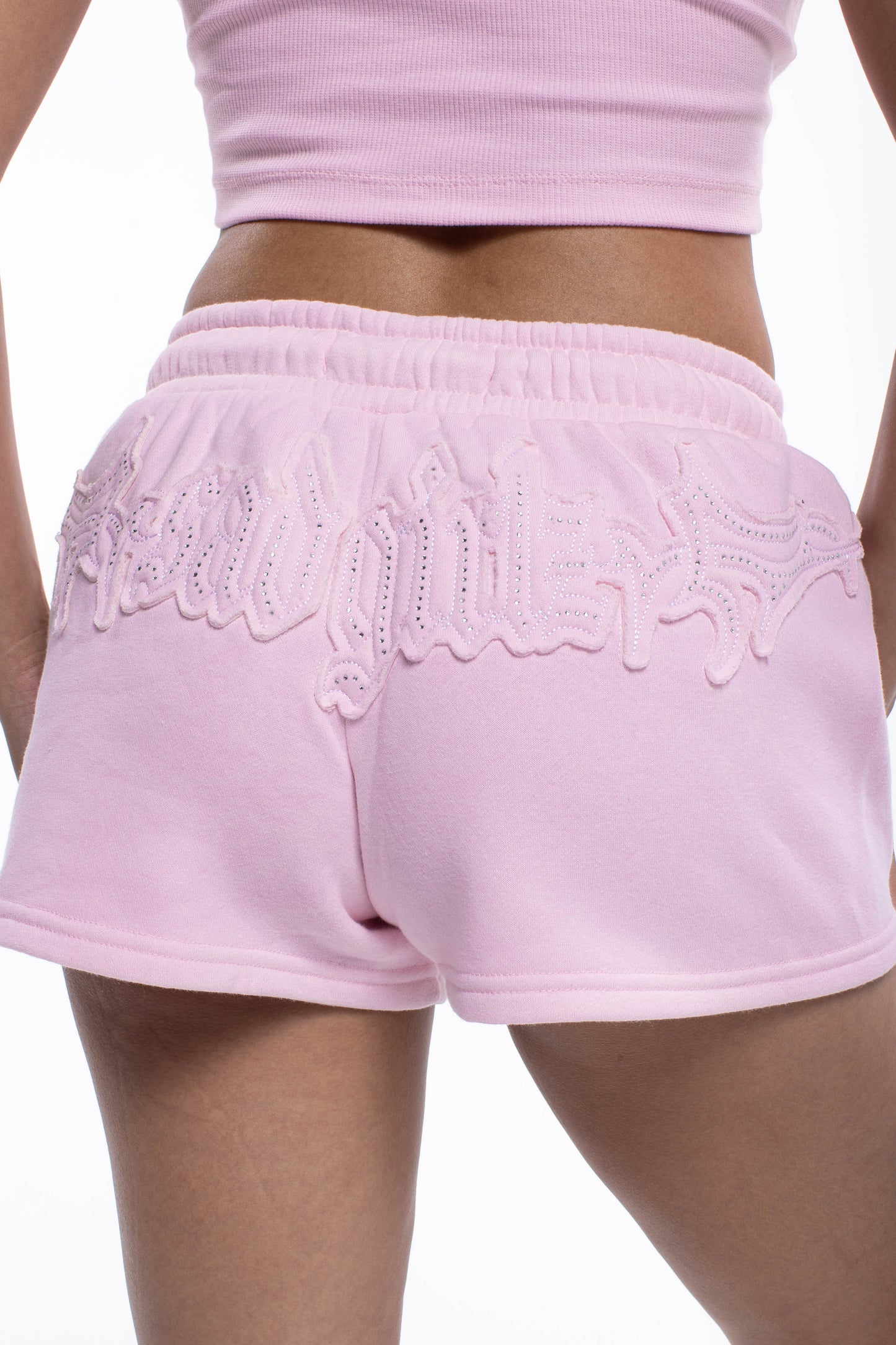 Sad Girlz Pink Rhinestone Shorts