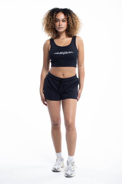 Sad Girlz Black Rhinestone Shorts