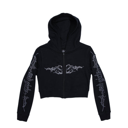 Sad Girlz Black Rhinestone Zip Up