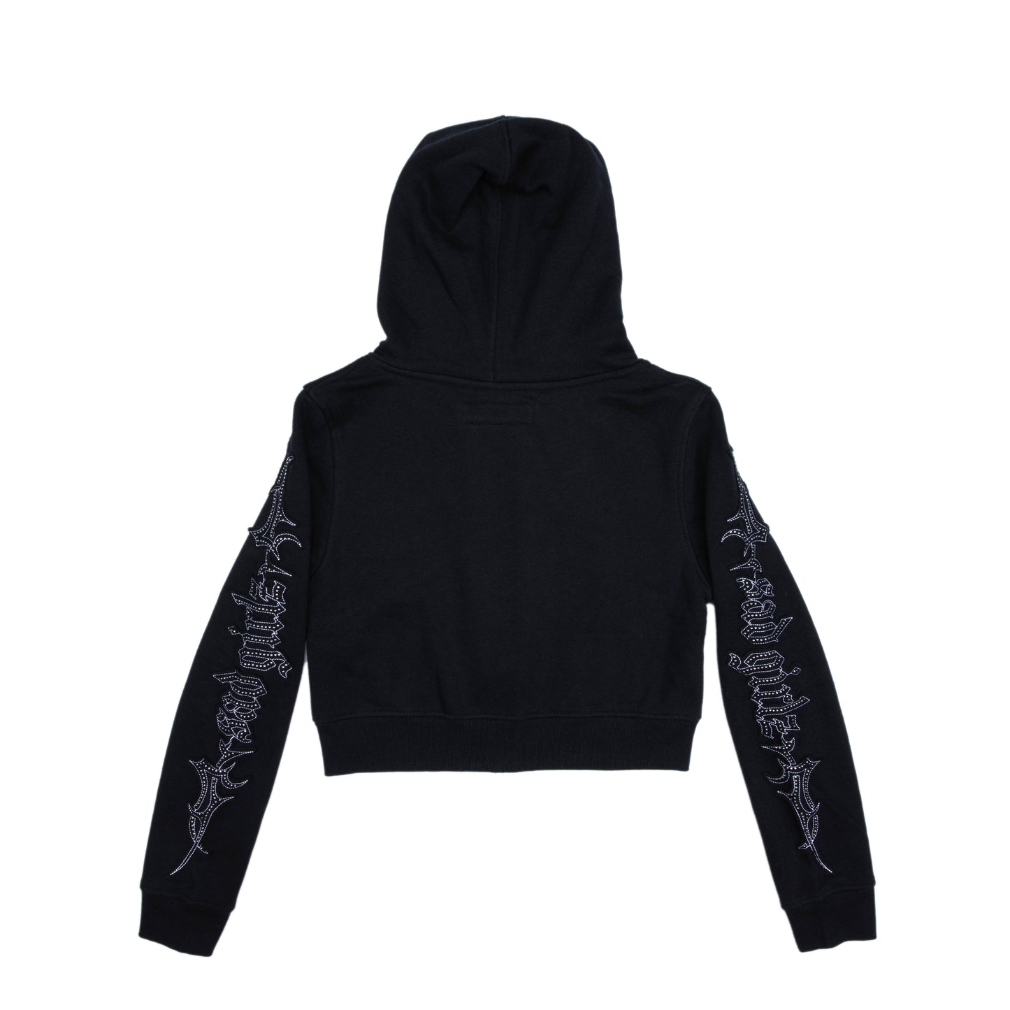 Sad Girlz Black Rhinestone Zip Up