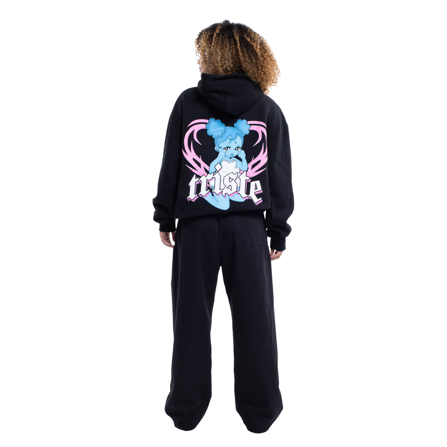 Sudadera con capucha negra Triste