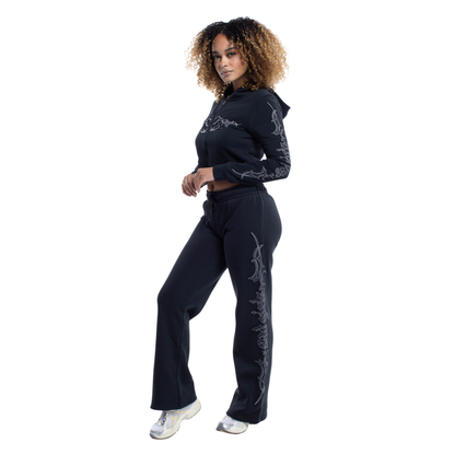 Chaqueta con cremallera y diamantes de imitación negros de Sad Girlz