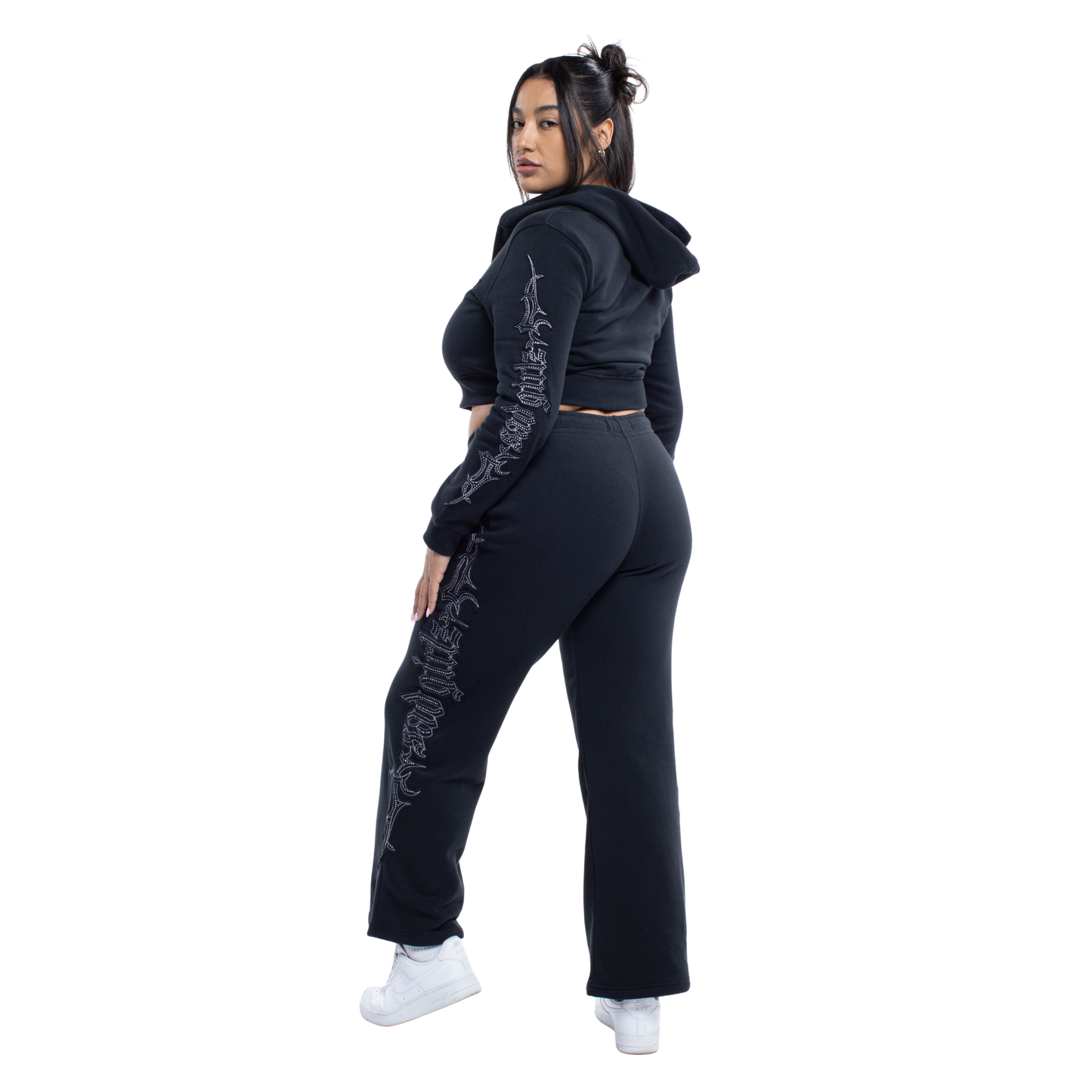 Sudadera negra con diamantes de imitación de Sad Girlz