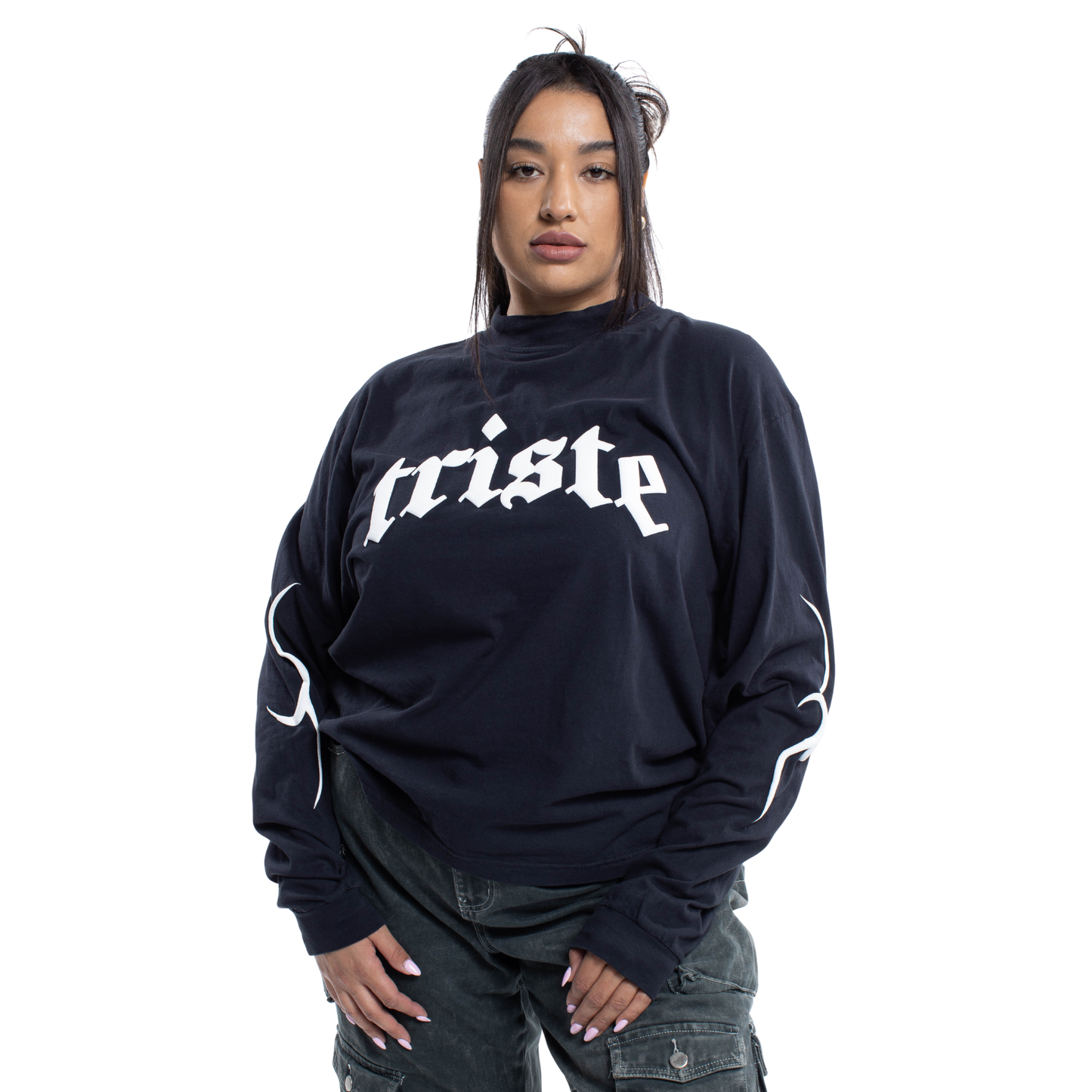 Camiseta negra de manga larga Triste