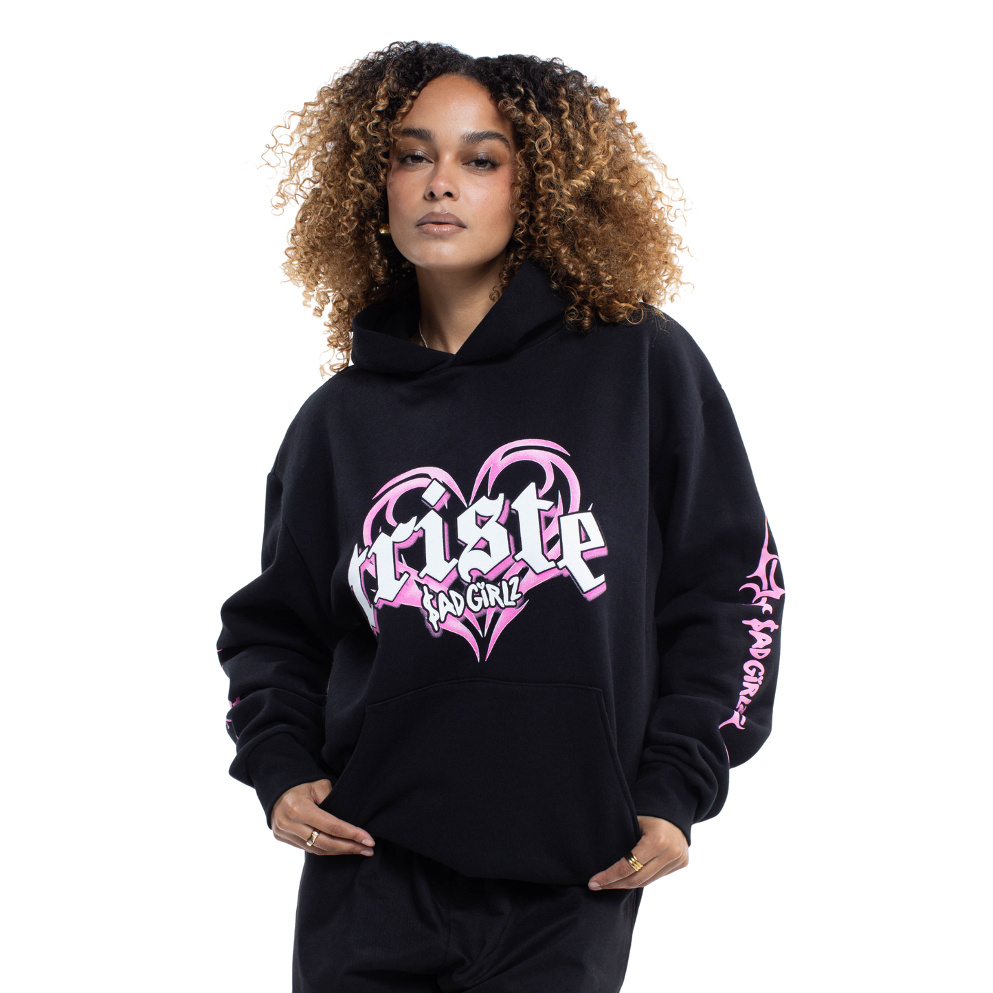 Sudadera con capucha negra Triste