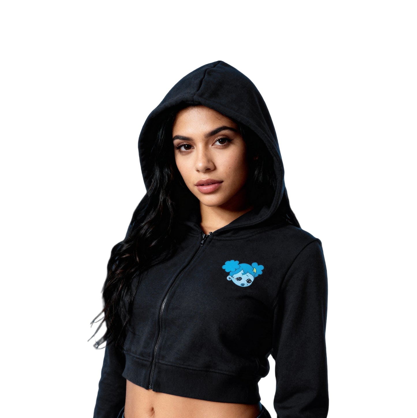 Sad Girlz Crop Top Hoodie Zip Up